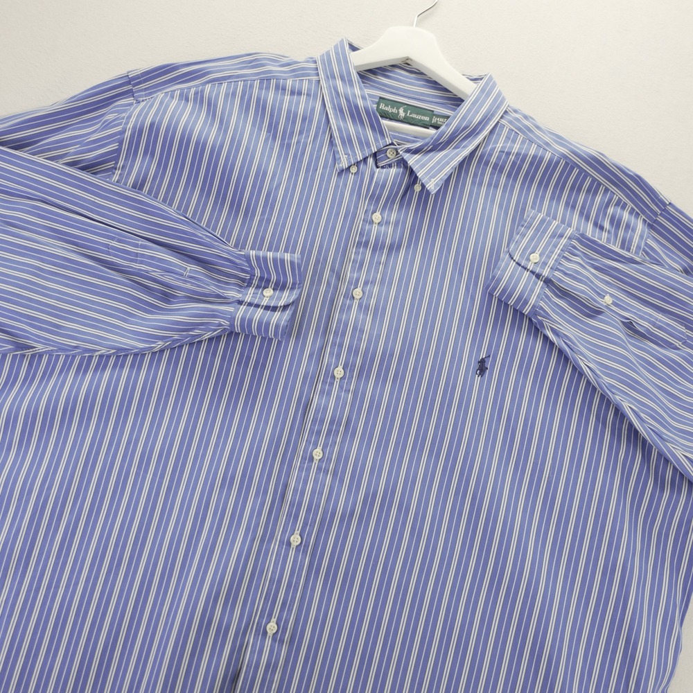 Ralph Lauren Classic Fit Blue White Striped Button Down Shirt 4XLT Tall Mens